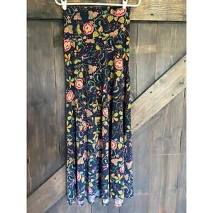 Lularoe Maxi Skirt Womens Extra Small Blue Floral Colorful Boho Flowy Stretchy